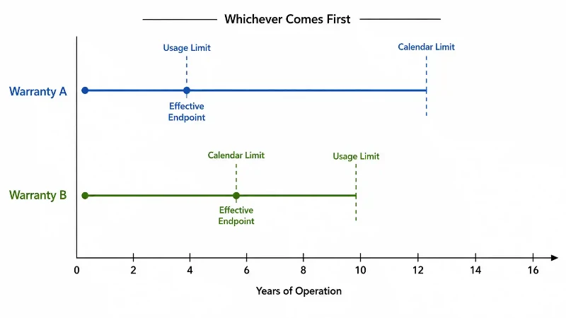 Battery warranty calendar and usage limits comparison Battery warranty calendar and usage limits comparison